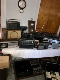 Vintage radios including portable 8 track player