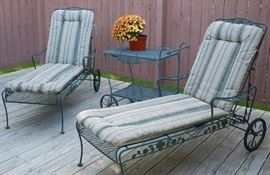 Iron Patio Loungers and Tea Cart