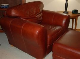 Leather Chair and Ottoman