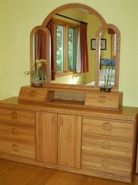 Oak Dresser and Mirror