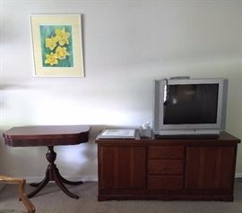 Antique drum table, Wood TV cabnet