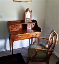 Small Wood Desk and Wood chair