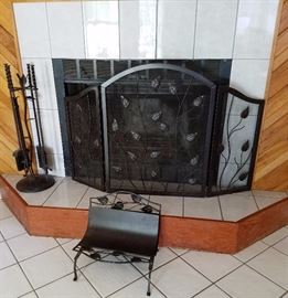 Fireplace screen and tools