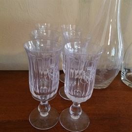 Etched monogrammed stemmed glass set