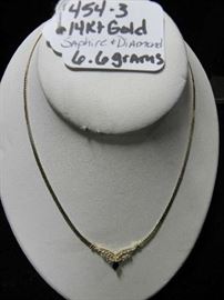 14kt Gold, Sapphire & Diamond Necklace
