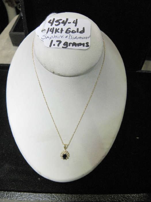 14kt Gold, Sapphire & Diamond Necklace