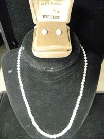 14kt Gold, Pearl & Diamond Earrings, Pearls w/14kt Gold Clasp