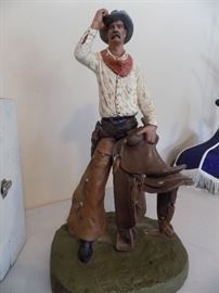 Signed Michael Garman 2 FT Cowboy Statue @1972
