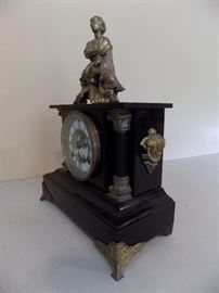 Antique Mantle Clock with Brass Victorian Lady
