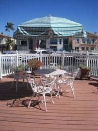 WROUGHT IRON PATIO TABLE AND CHAIR SET 