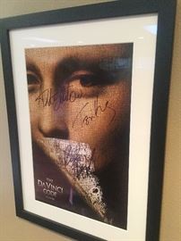 DaVinci code poster signed by Tom Hanks, Audrey Tautou, and Ron Howard