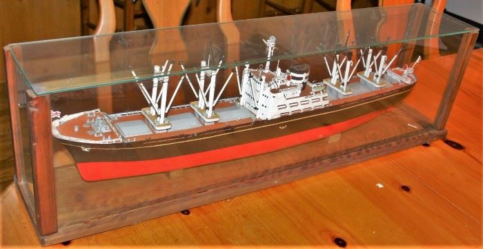 Japanese Trawler Ship Model in Glass Case
