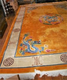 9' X 12' Sculpted Chinese Dragon Rug