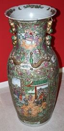 Antique Rose Medallion 3' Tall Chinese Vase