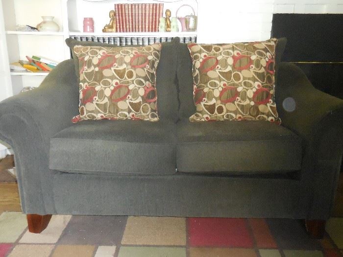 Matching Ashley Furniture Charcoal Love Seat with Pillows