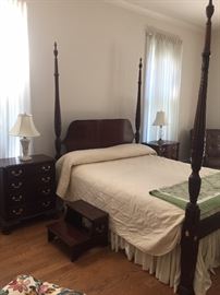 4 poster queen size bed, pair of 4 drawer night stands, and wardrobe by Councill Furniture Co. 