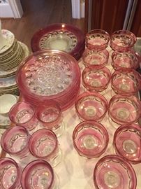 Ruby flash glass plates & cups