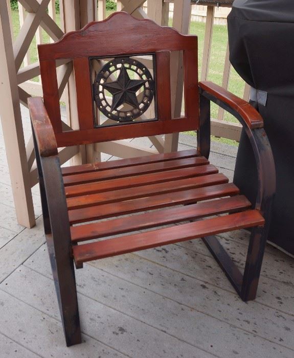 One of two outdoor chairs