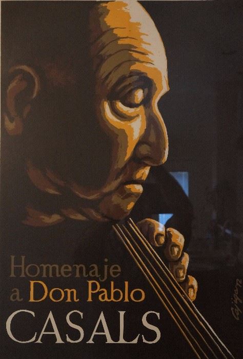 Artists proof by Luis Germán Cajiga titled Homenaje a Don Pablo Casals - from 1972