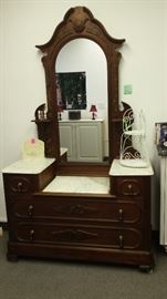 GORGEOUS *1880* VICTORIAN DRESSER AND MIRROR!!!  SPEAKS FOR ITSELF!  :)  LOVELY METAL DRESSER OR HANGING CORNER STAND!  LETTER BOXES & MORE!