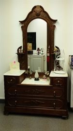 1870'S BEAUTIFUL VICTORIAN DRESSER WITH MARBLE TOP AND MATCHING MIRROR...BEAUTIFUL CONDITION!!!