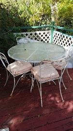 Iron Outdoor Table and Chairs with Glass Top