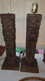 Wood Carved Lamps