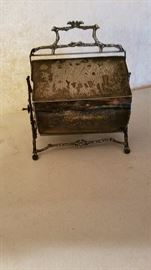 Silver Bread Keeper on Stand