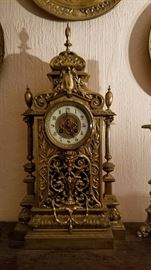 Brass Key Wind Ornate Mantle Clock