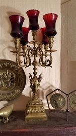 Pair Brass Candlelabras