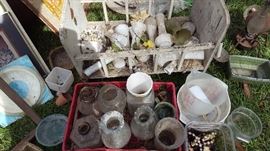 Doll Bed, White Milk Glass Pieces