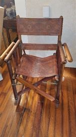Kewl Tooled Leather Stick Construction Folding Rocker
