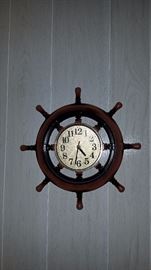 Quartz Ship Wheel Style Wall Clock