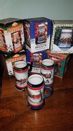 Budweiser Christmas Steins, 1990-1996