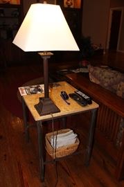 stone slab side table, lamp