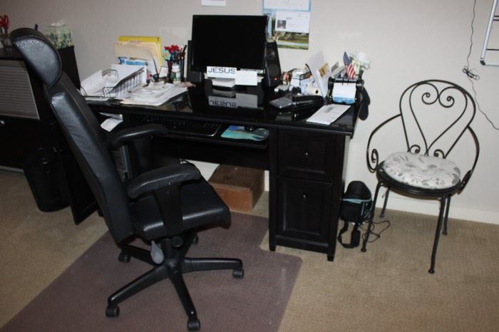 home office chair, desk, supplies