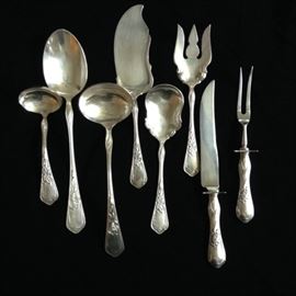 Eight Piece Serving Set - Silver Plate - Mexican - in the Art Nouveau taste - Probably Early Twentieth Century - Spectacular  150.00