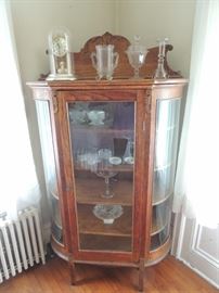 oak bow front china cabinet