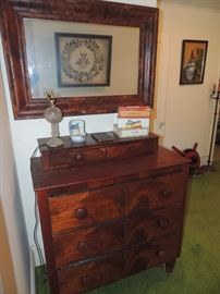 flame mahogany bachelors chest and mirror