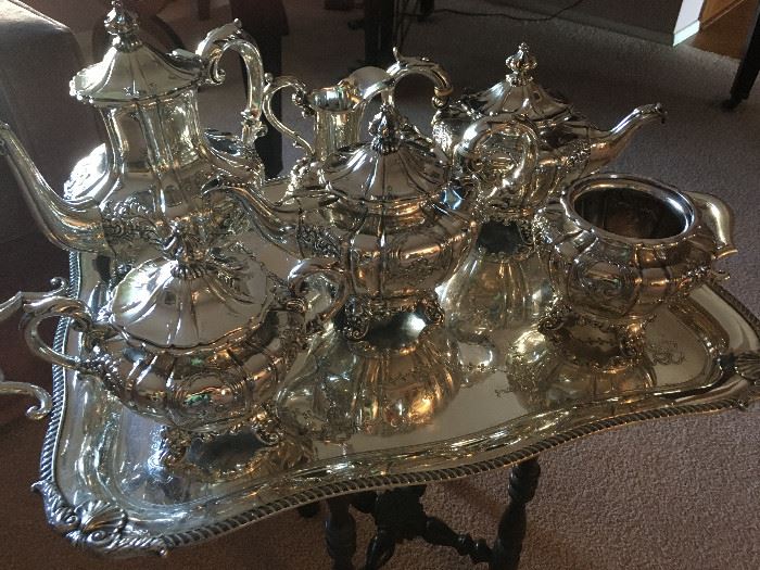 Antique Silver plate serving tea set