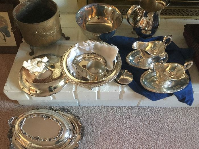 Antique Silver and silver plate serving pieces