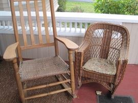 rocker & child sized wicker