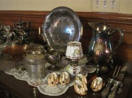 swan salts & silver plate