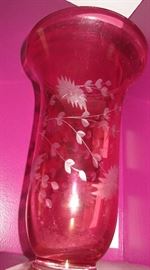 RUBY CUT TO CLEAR VASE