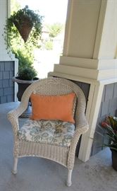 WICKER CHAIR AND CUSHIONS