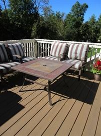 PATIO FURNITURE CHAIRS & FIRE PIT