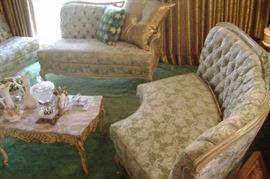 3 piece italian white sectional couch---2 halves make one couch with a settee