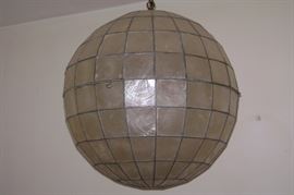 mica shell 1970's ball light fixture