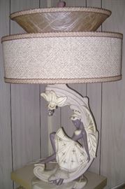 1950's lady lamp---wonderful 2-tier shade