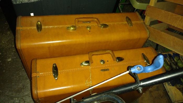 Vintage leather luggage set.